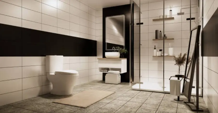Laterem tiles utilized in a current bathroom interior